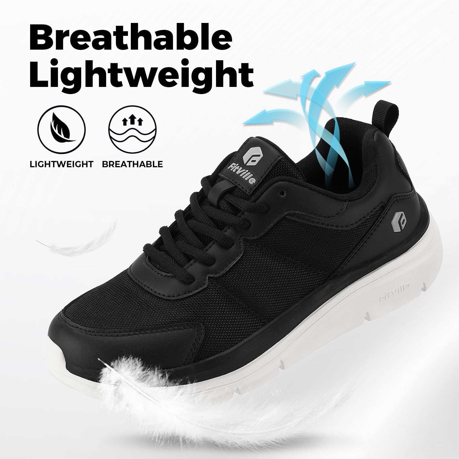FitVille Scarpe Uomo Pianta Larga Comode Camminata Sneakers Casual Leggere Ginnastica Traspirante Scarpe per Piedi Gonfi