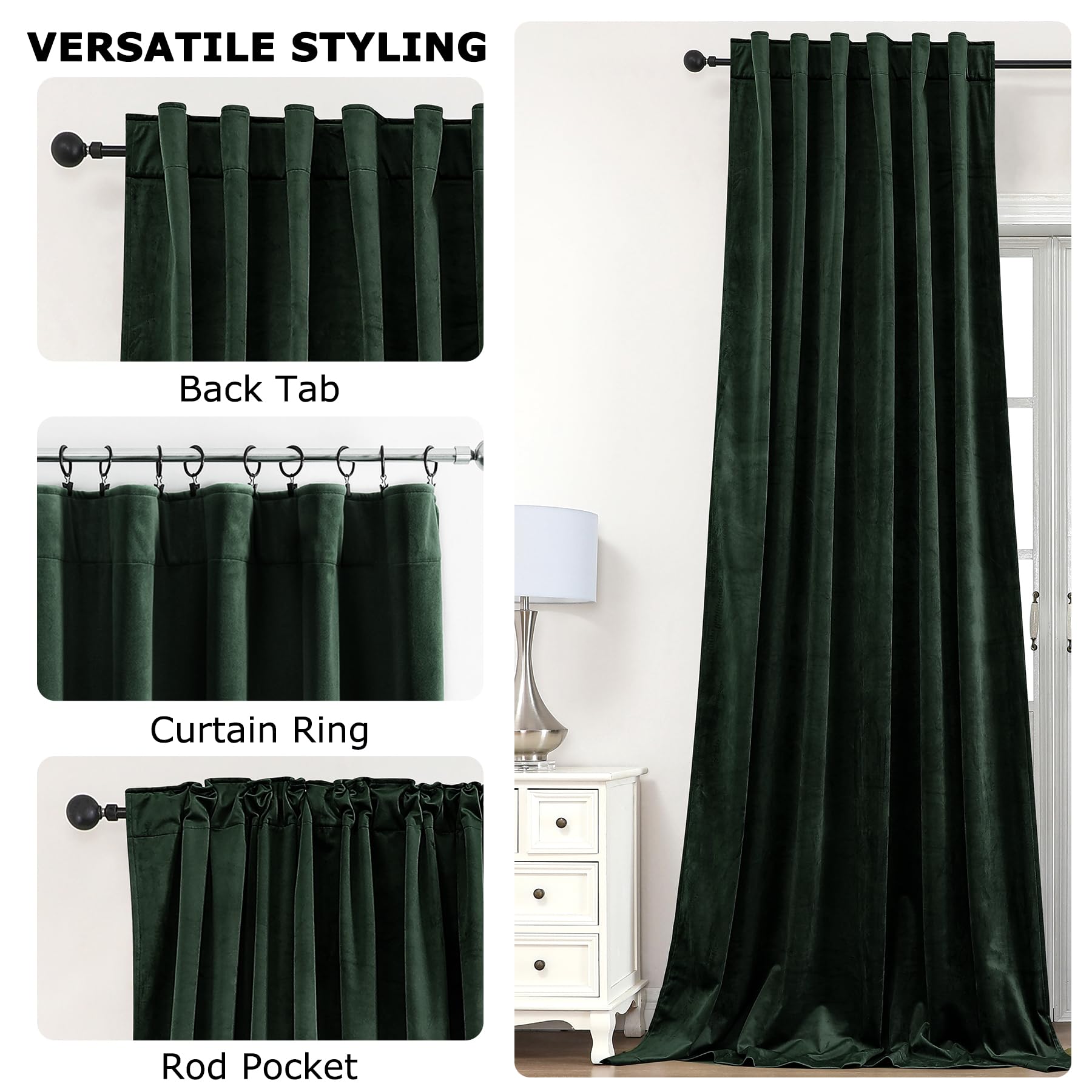 ベルベットカーテン ディープグリーン Amazon｜Dchola ダークグリーンベルベットカーテン 寝室の窓用 バック