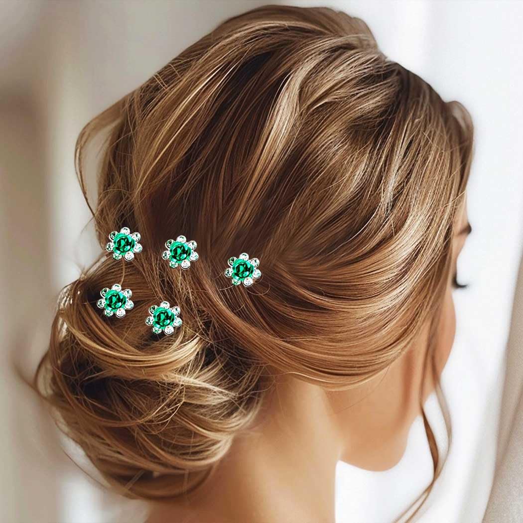 Large Flower Hair Pin With Seafoam Green Crystals Amazon.com : BARTOSI Green Flower Wedding Hair Pins  main image 2