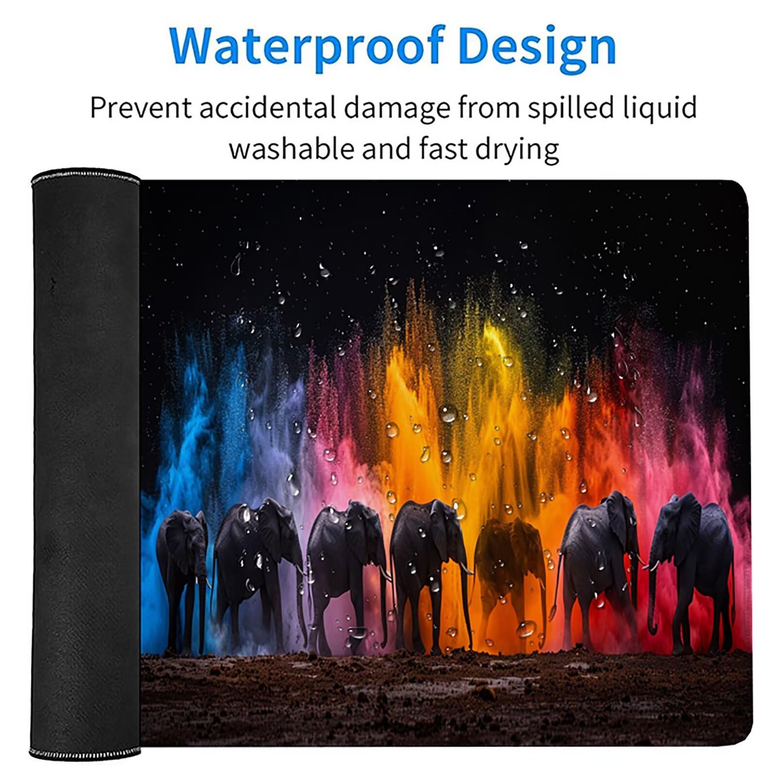 Negro Alfombrilla Ratón XXL 1600x800x3mm, Elefante Mouse Pad B-4937 | Alfombrilla Ratón Gaming Mejora la Precisión y la Velocidad, Alfombrilla Escritorio para Jugadores de PC, Oficina