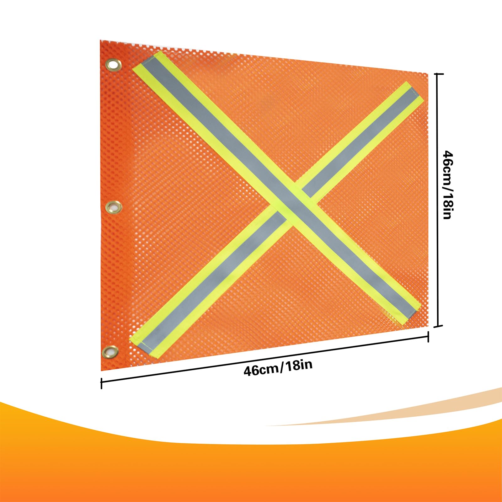 4 banderas de seguridad naranja con bandas reflectantes y bridas para camión, bicicleta de caza, transporte de remolque, 46x46 cm