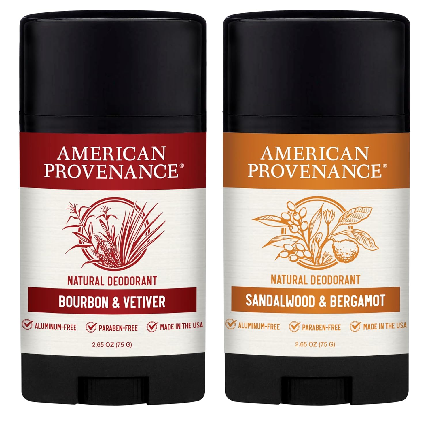 American Provenance Bourbon & Vetiver and Sandalwood & Bergamot Deodorant Bundle