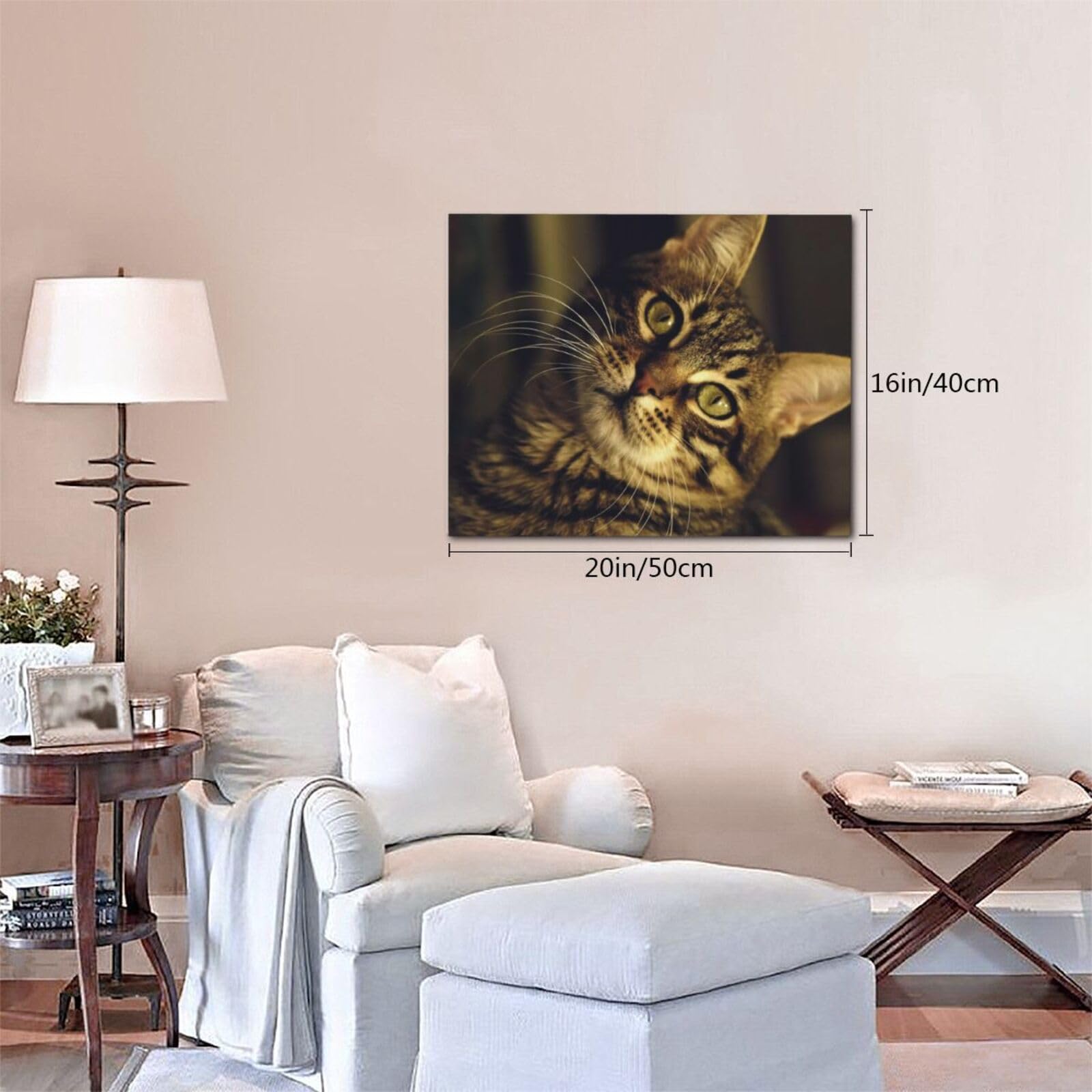 100%手描き 猫の油絵虎顔猫 リラックス 木製フレーム付き 100%手描き 猫の油絵虎顔猫 リラックス 木製フレーム付き