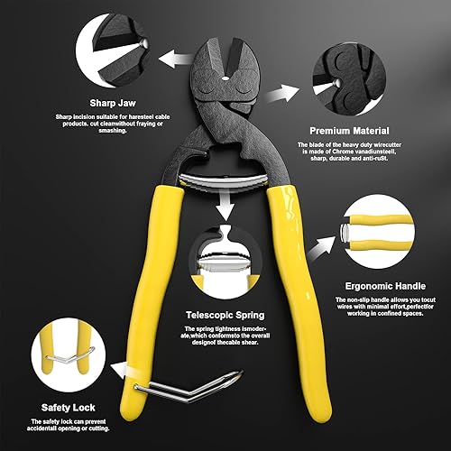 Miniatura 3 de 8" Cutting Pliers Wire Cutter Steel Cable Cuts Copper Wire, Rope Spring Wire Multi-Function Hand Tool For Electricians,Homes