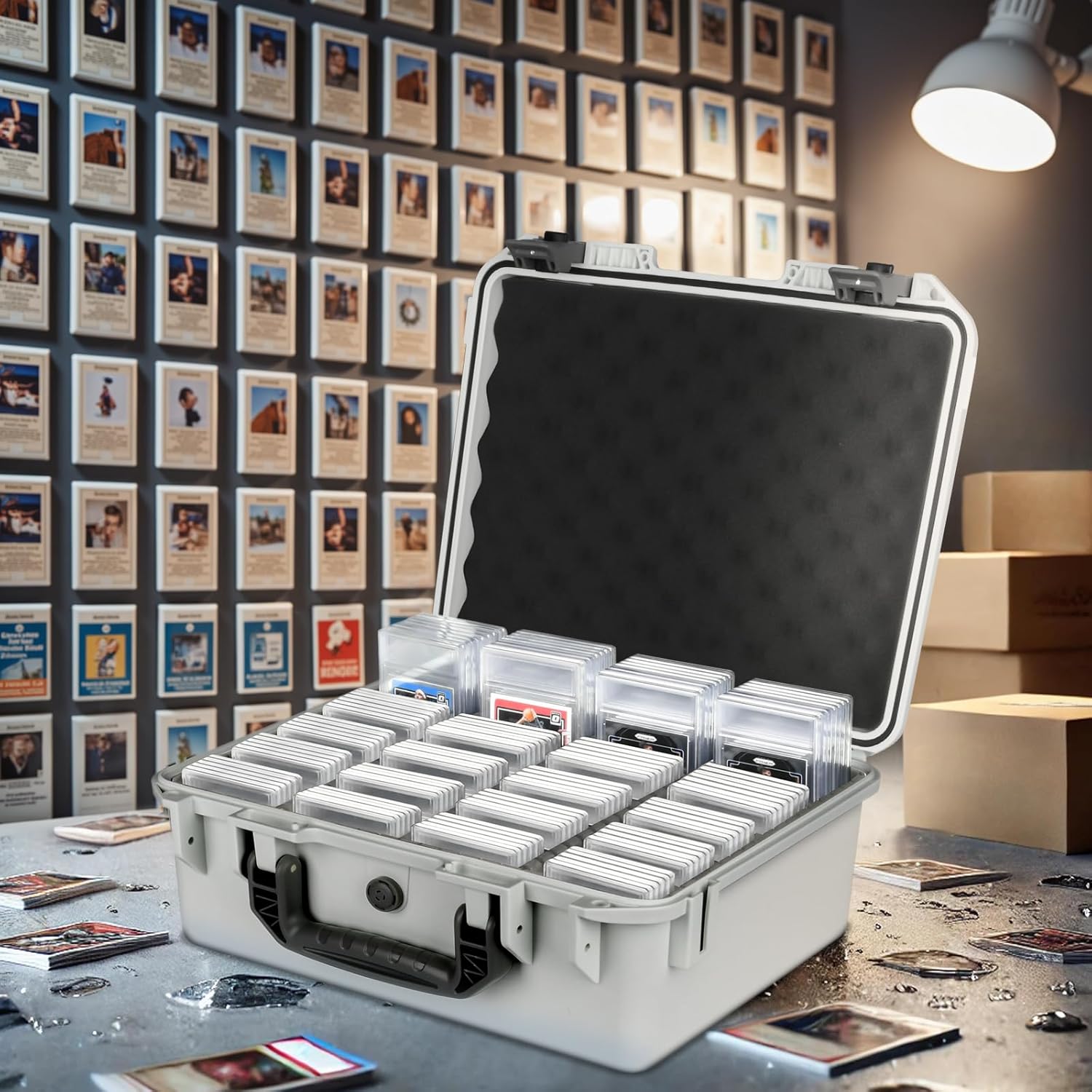 Card Storage Case for Graded Cards - Holds 800+ PSA BGS SGC Slabs with 12 Dividers, Sports Trading Card Organizer Box for Baseball, Football, MTG, Decks, Boosters, Magic, and Collector Display (White)