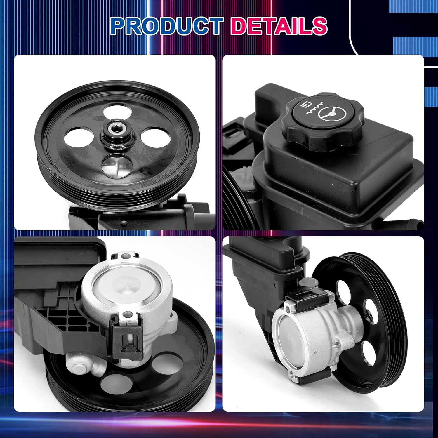 Power Steering Pump with Pulley for Buick Lucerne, Cadillac DTS | 2006-2011, 4.6L V8, Replace for 2071996 20759843