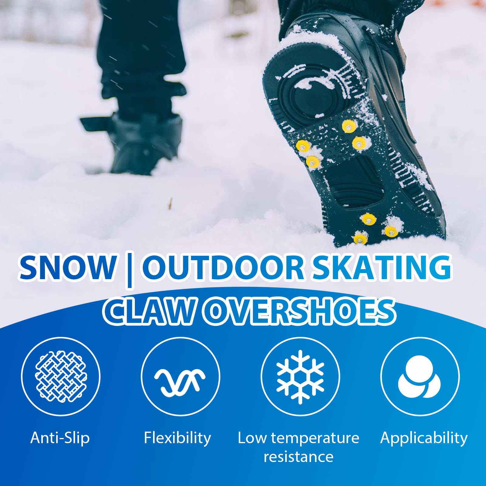 10 Clous Crampons, Poids léger Clous, Crampon Neige, Crampons Protection pour Marche Randonnée Hiver, pour Le Rrekking en Plein Air, L'alpinisme, Les Voyages sur Neige(M)