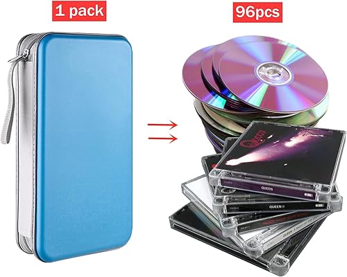 Miniatura 2 de LIOVODE Funda para DVD, estuche portátil para CD de capacidad para 96 unidades, de plástico, para DVD, CD, cartera, organizador para automóvil (azul