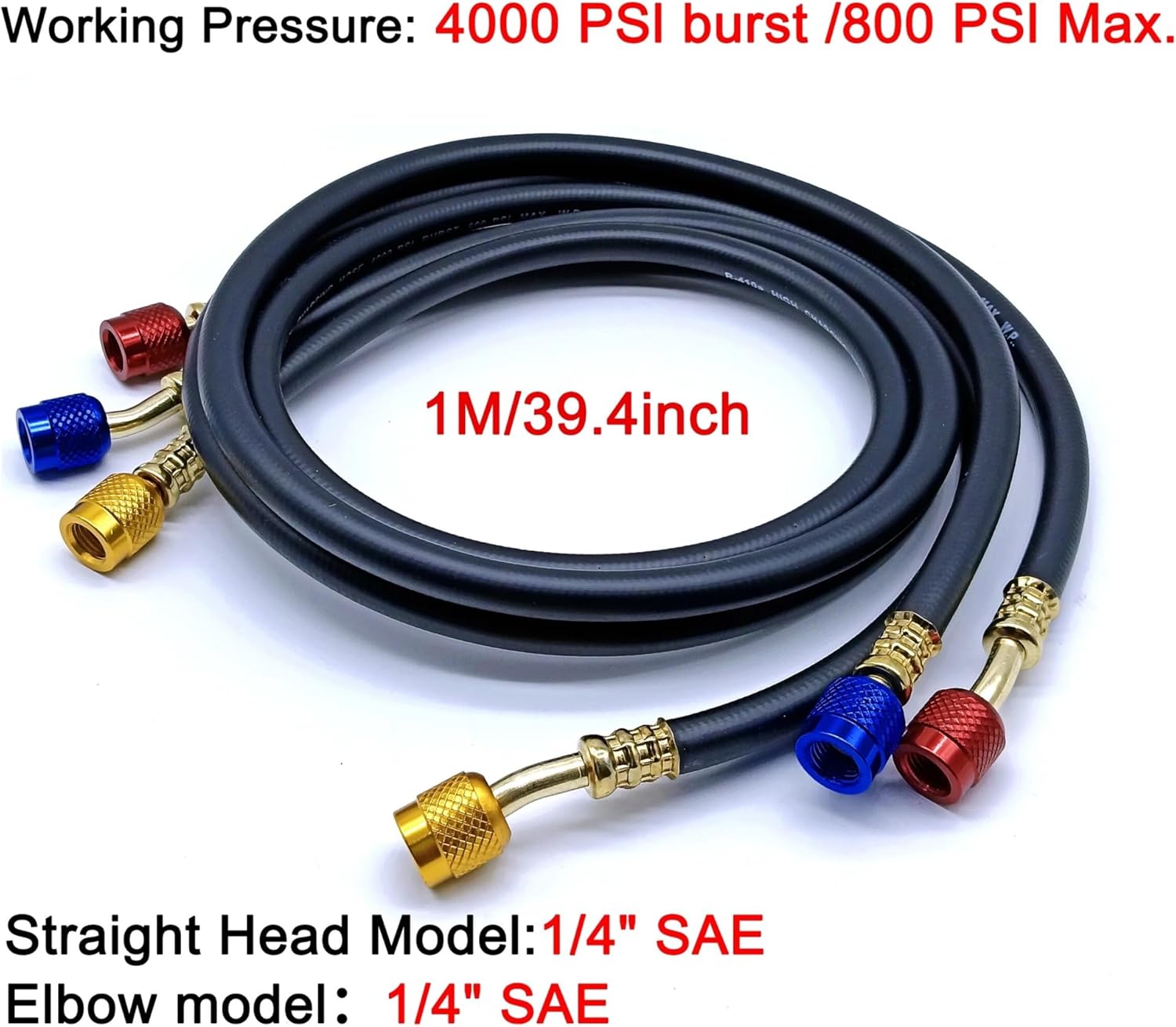 1個 R134a R410A AC冷媒充填ホース HVAC エアコンツール 車用シリコンホース パイプコンディションシステムメンテナ