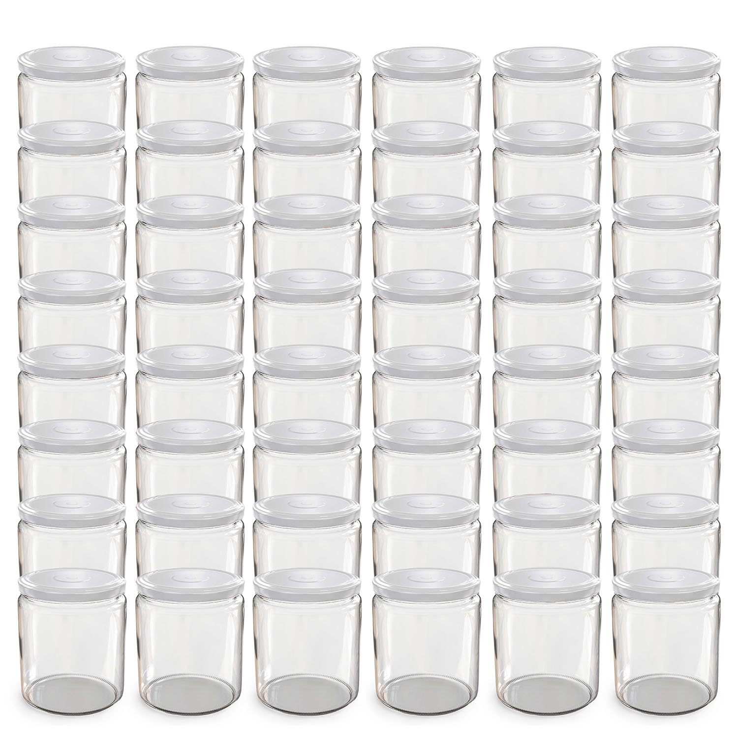 Oputec Lot de 48 bocaux de 405 ml avec couvercle à visser TO 82 blanc – Parfait pour les confitures, les confitures et plus encore, grands bocaux avec couvercle, idéal comme pots à confiture et bocaux