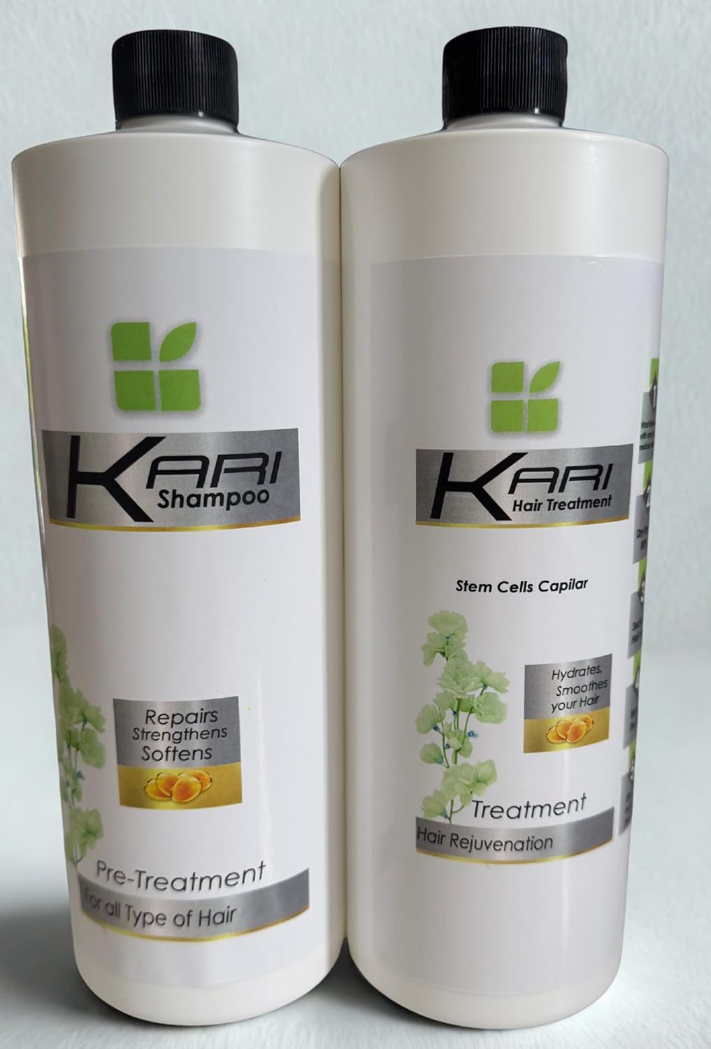 Kari Stem Cells Hair Surgery 16oz + Shampoo Hair Treatment professional results Cirugia Capilar de celulas madres kERA fRUIT Blowout for Frizzy, Dry, or Damaged Hair, Formaldehyde Free, Sin formol