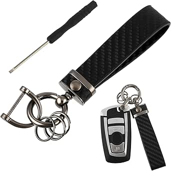 Amazon.com: Amabro Carbon Fiber Style Car Keychain, Detachable Key ...