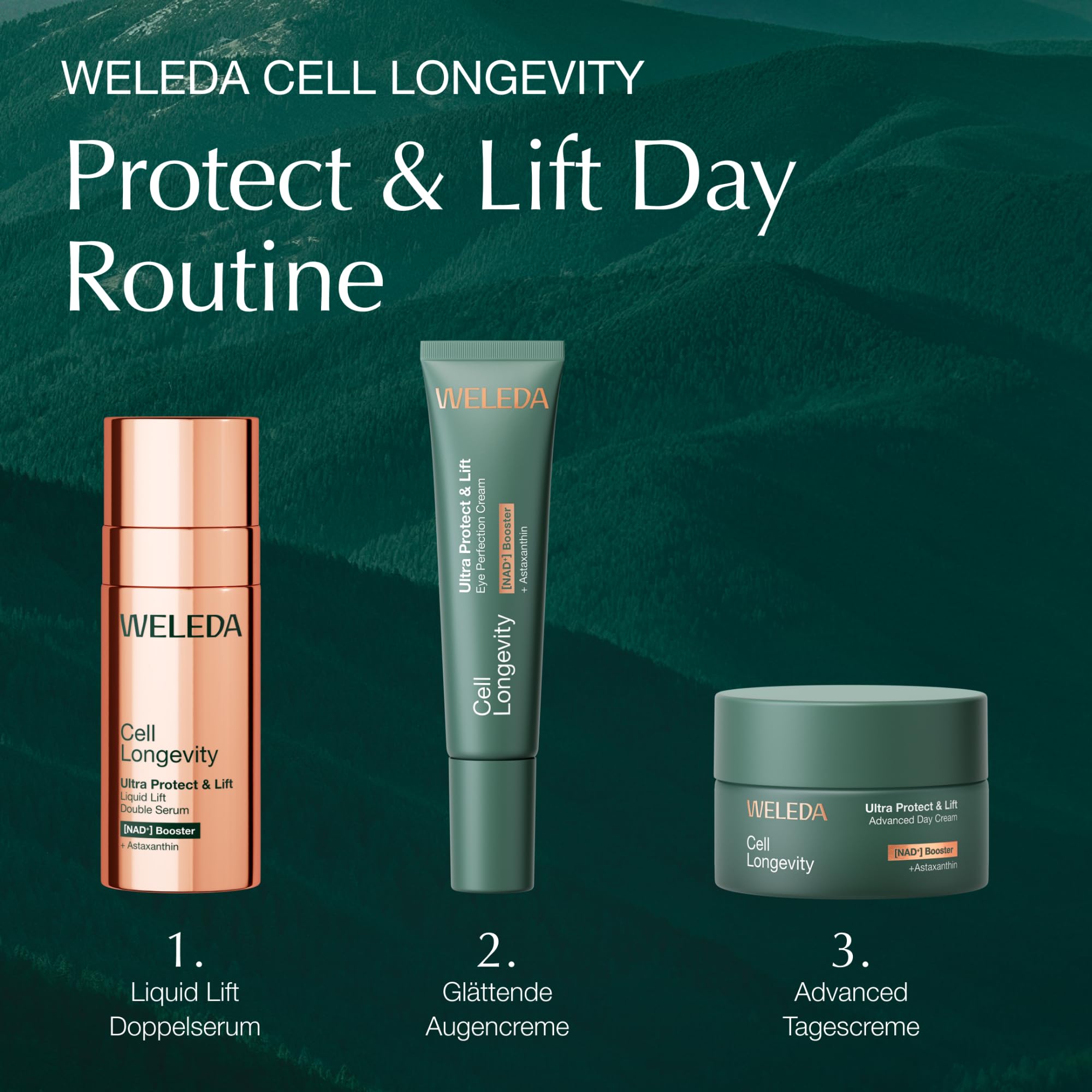 WELEDA Cell Longevity Ultra Protect & Lift Advanced Day Cream - Tagespflege Creme mit [NAD⁺] Booster & Astaxanthin strafft die Haut & schützt vor Hautalterung (Naturkosmetik, vegan, 50ml)