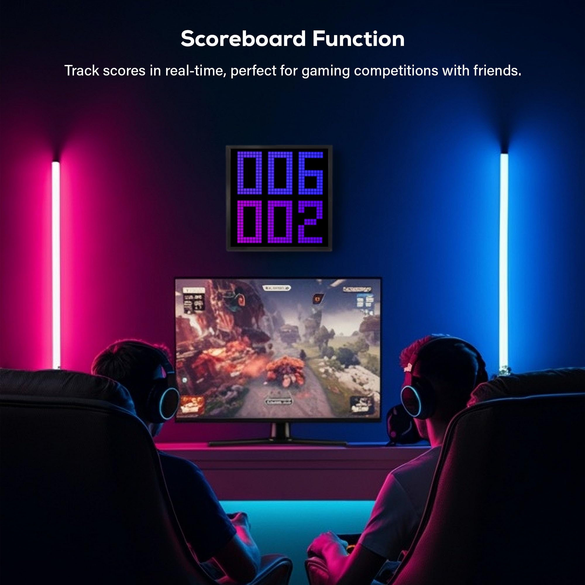 Tech Solutions Smart Bluetooth Pixel Frame - 32x32 programmierbares RGB-LED-Display für Kunst, Animationen, Digitaluhr, DIY-Dekor und Gaming-Zubehör