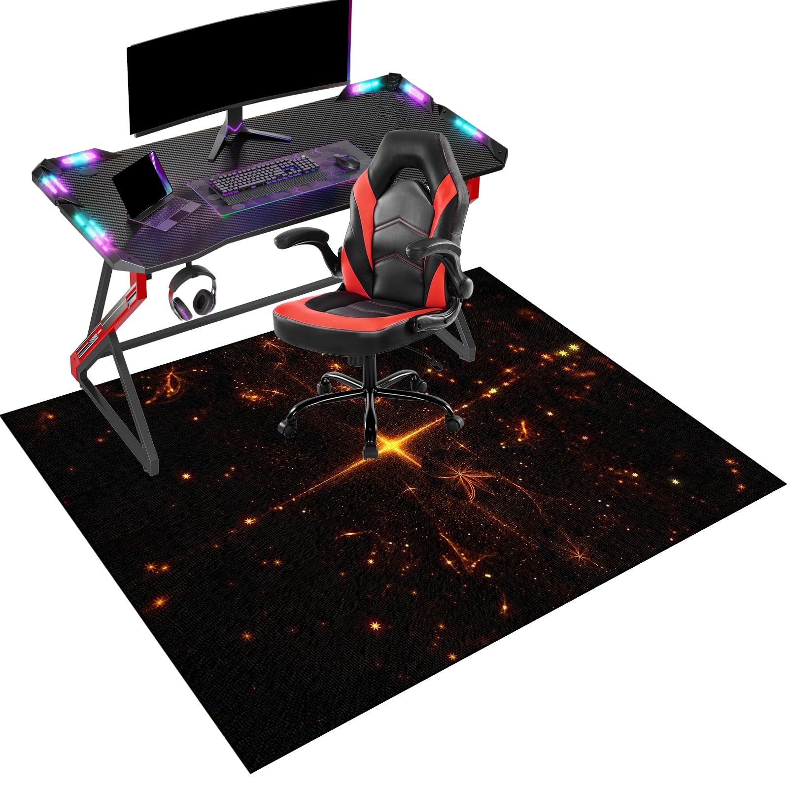 Fcenghox 697A Gaming Chair Mat For Hard Floors 130 X 160 Cmheavy Duty Computer Desk Chair Mats For Hardwood Floor, Anti-Slip Under Chair Floor Protector Mat For Home Office, Gaming Rolling Chair Mat For Office