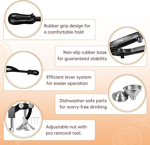 Miniatura 6 de Exprimidor manual de hierro fundido  Exprimidor profesional de naranja, limón, lima y granada, prensa manual resistente, exprimidor de cítricos,