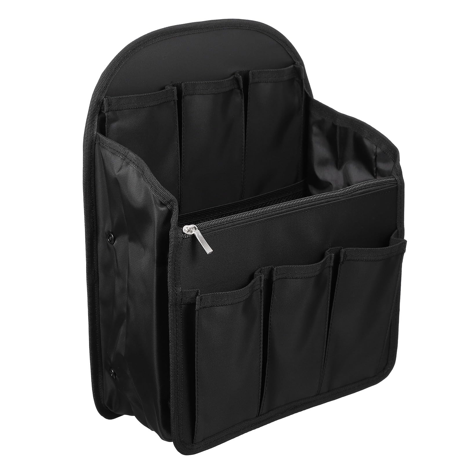 Inserto Organizador de Mochila Negro Grande de Nailon Resistente, Bolsa Interior Multifunción Múltiples Compartimentos y Bolsillos Cremallera para Viaje y Trabajo