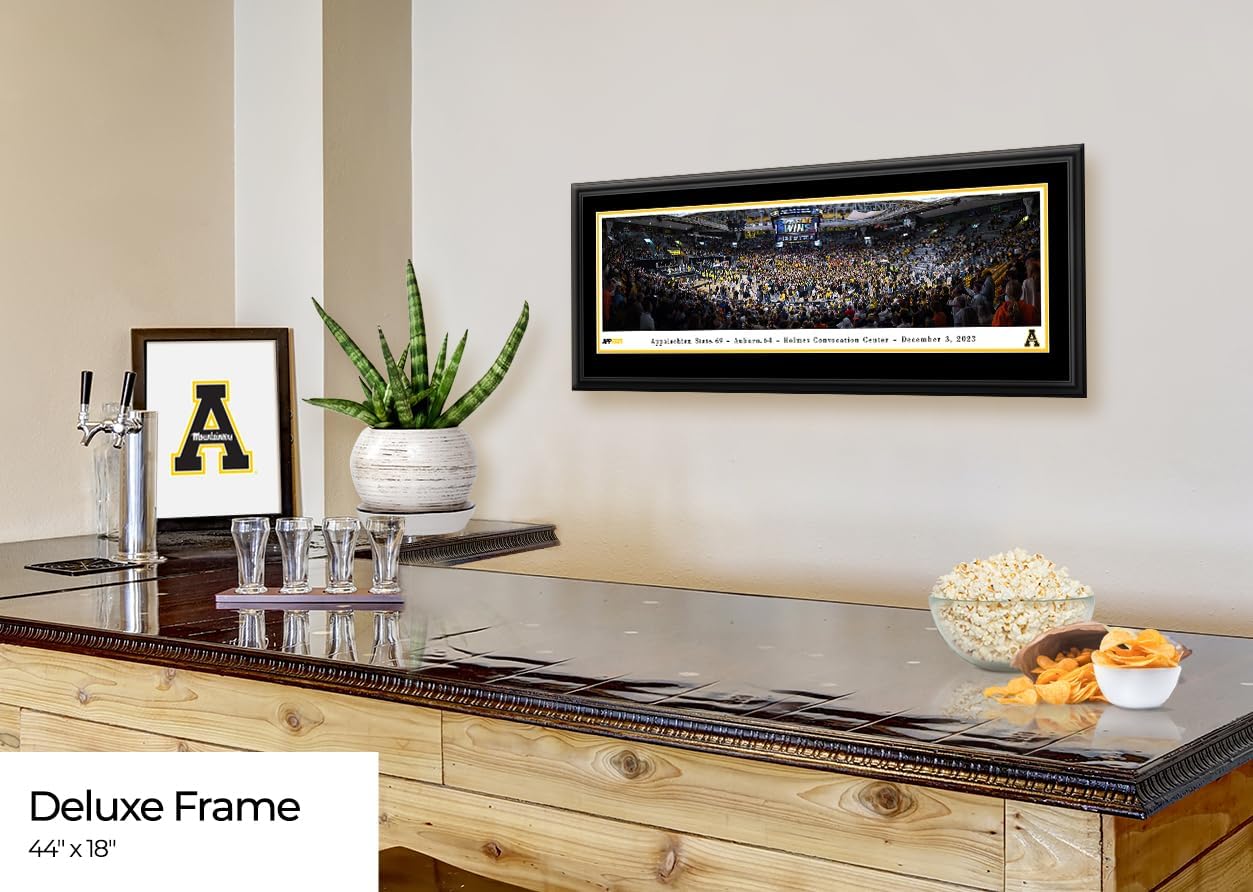 App State Basketball - 44x18-inch Double Mat, Deluxe Framed Picture by Blakeway Panoramas