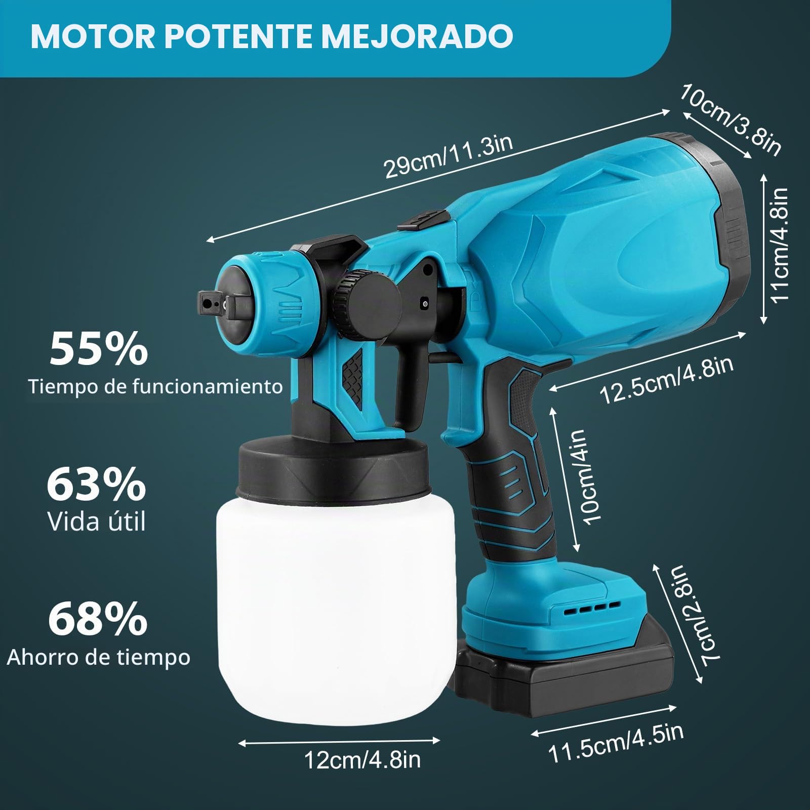 Towwoo Sistema de pulverización de Pintura 2 x 3000 mAh Batería y Cargador, 3 boquillas, Recipiente de Pintura de 800 ml, 3 Patrones de pulverización, para Paredes, Techos, Vallas