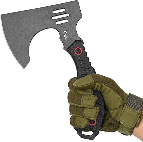 Miniatura 5 de C1391 - Hacha de camping para camping, hoja de acero DC53 con mango de micarta, hacha de supervivencia con fundas Kydex para camping, senderismo y