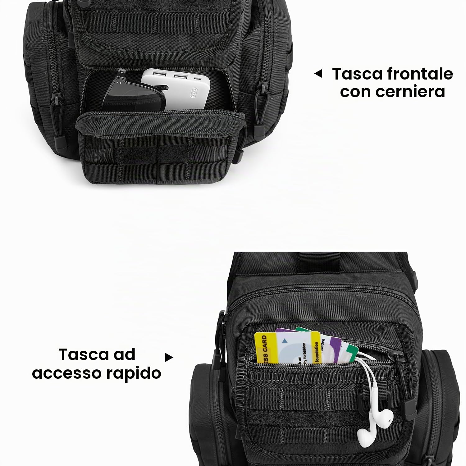 G4Free Borsa tattica sul petto Military Borsa a tracolla Chest Sling Pack Molle Army Crossbody Bag Militare Borsa a tracolla Singola Strap Zaino per Viaggi Escursioni Campeggio Trekking