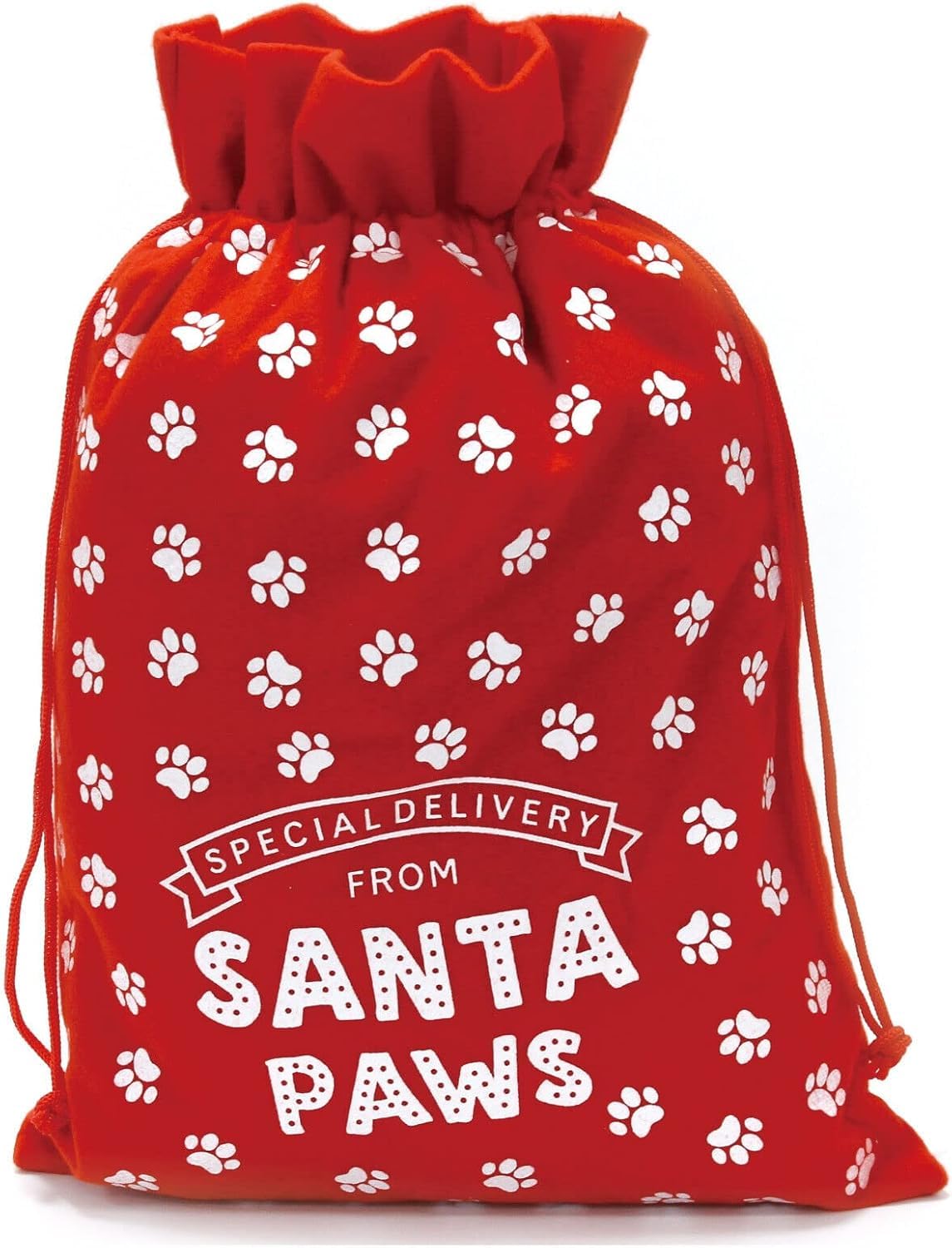 Quickdraw Christmas Stocking For Pets Santa Paws Sack Felt Drawstring Presents Holder Gift Bag For Dogs & Cats