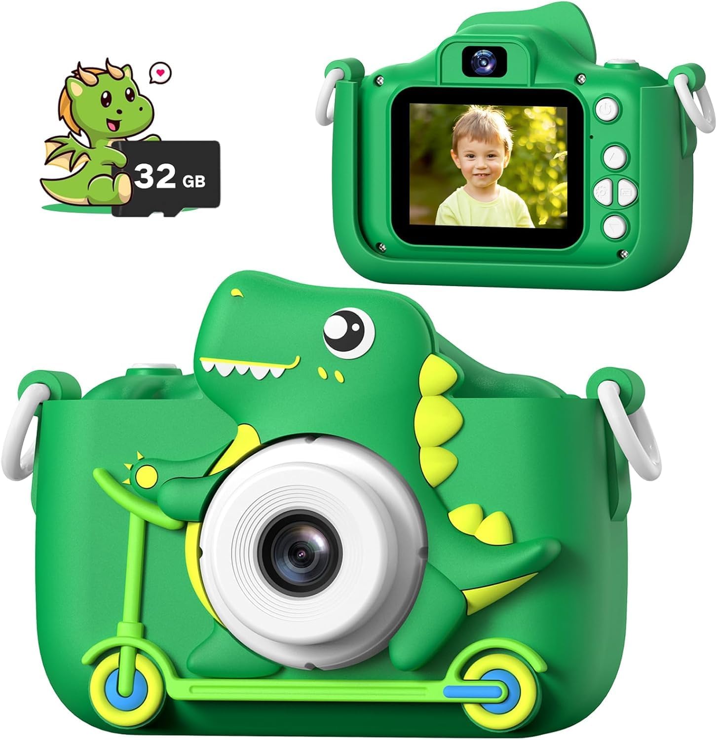 Mgaolo - Children's Camera from 3 to 12 Years, Green, Red, Blue