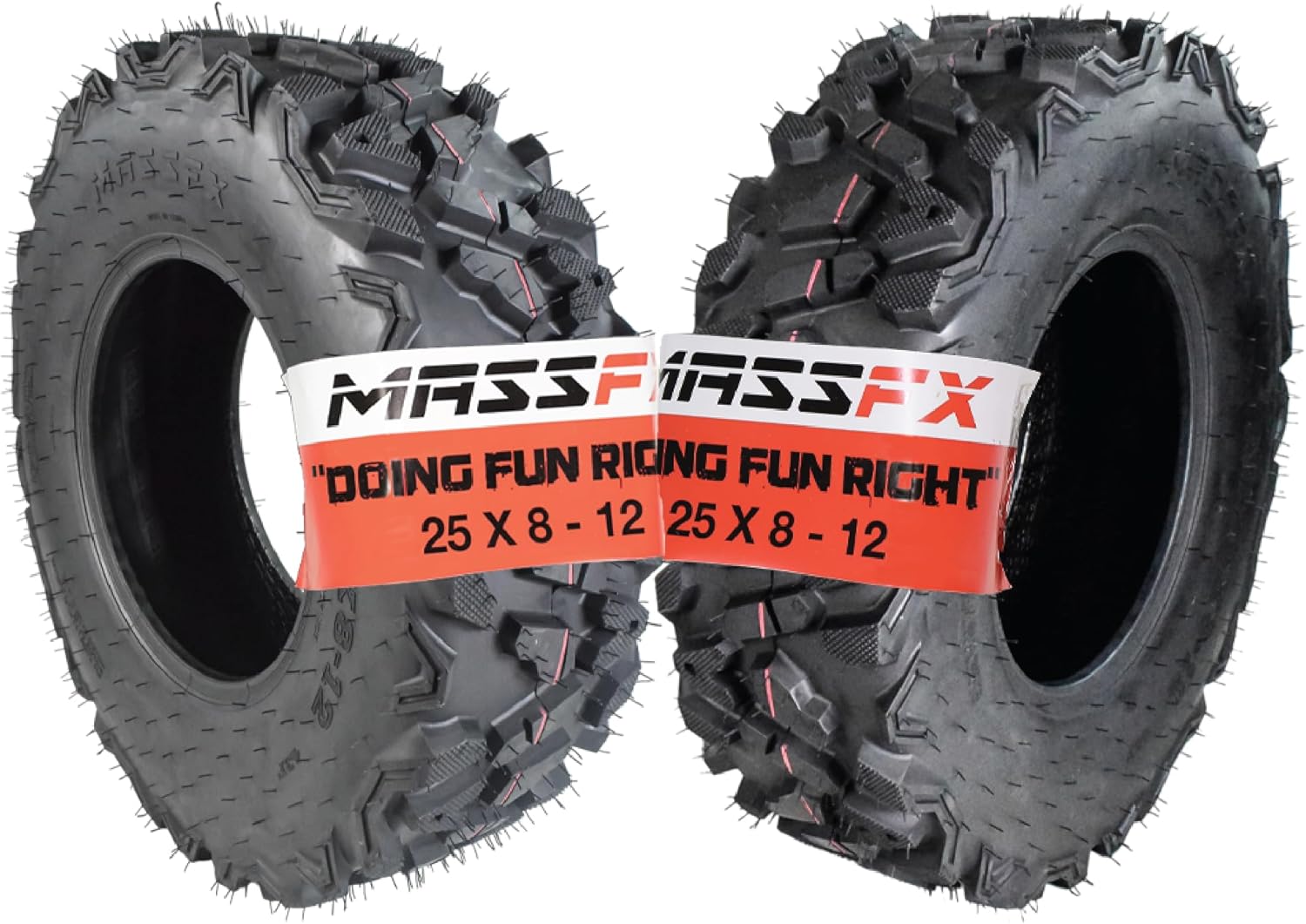 MASSFX 25x8-12 Front Off-Road Tire for All-Terrain (ATV), Utility Task (UTV), & Side-by Side (SXS) Vehicles 25/8-12 (2 Pack)