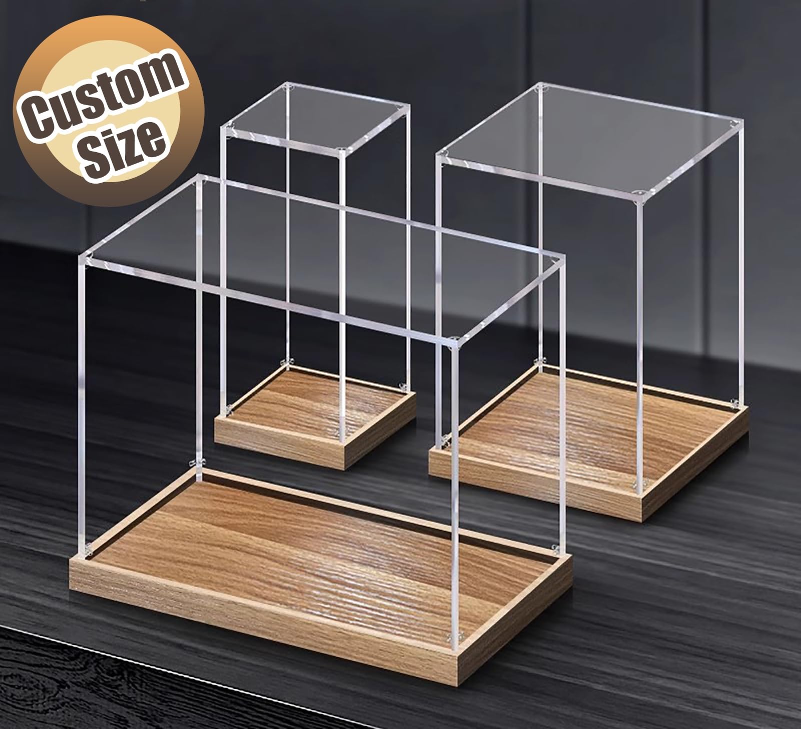 Acryl Vitrine Stapelbare Rechteckige Vitrinen aus Transparentem Acryl, Ausstellungsbox für Modellautos, Staubdichte Präsentationsvitrine für Die Tischplatte.(50x35x35cm(20x14x14in))