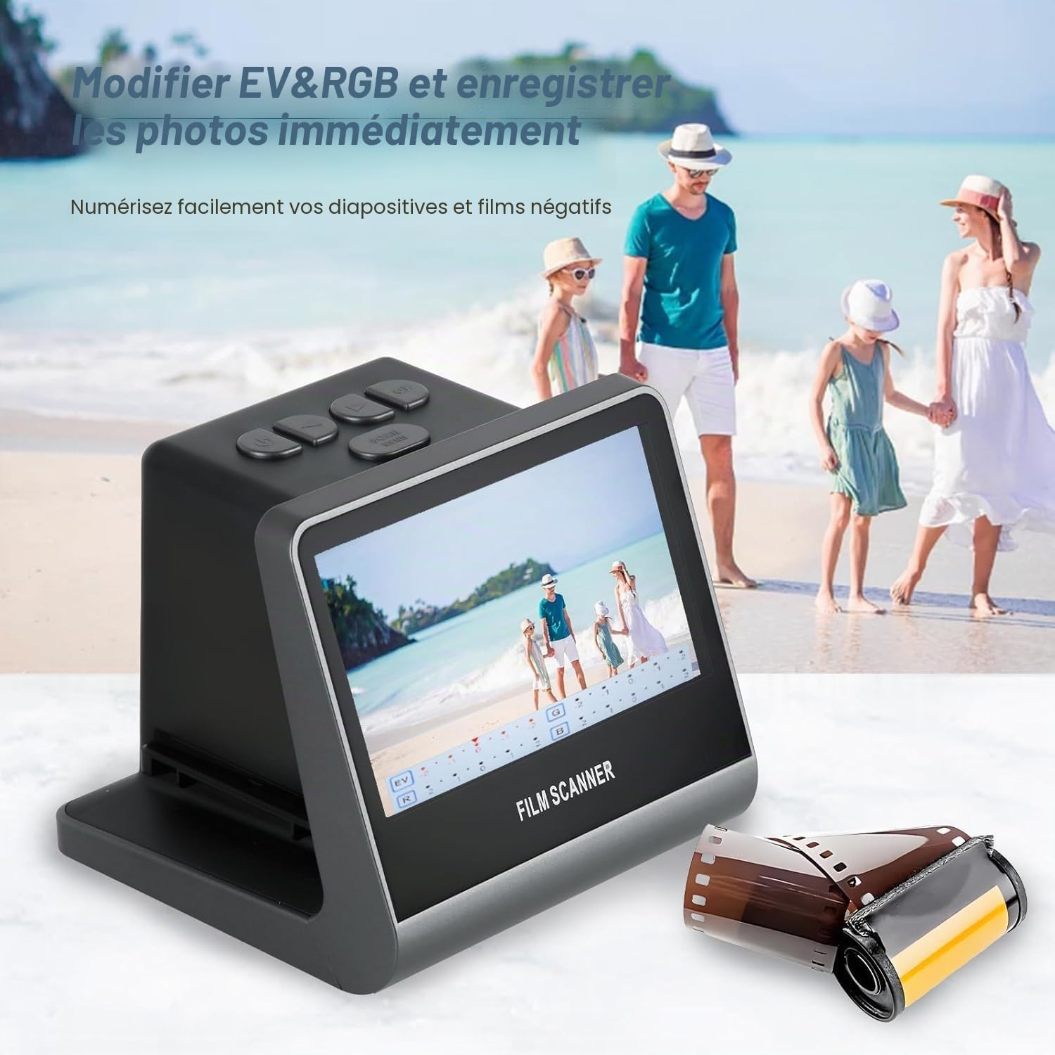 22 MP Scanner Diapositives avec écran LCD de 5" - Visionneuse Diapositives Scanner Photo Convertit Les Négatifs et Diapositive Couleur et Noir et Blanc 35 mm, 126, 110 en Haute résolution JPEG