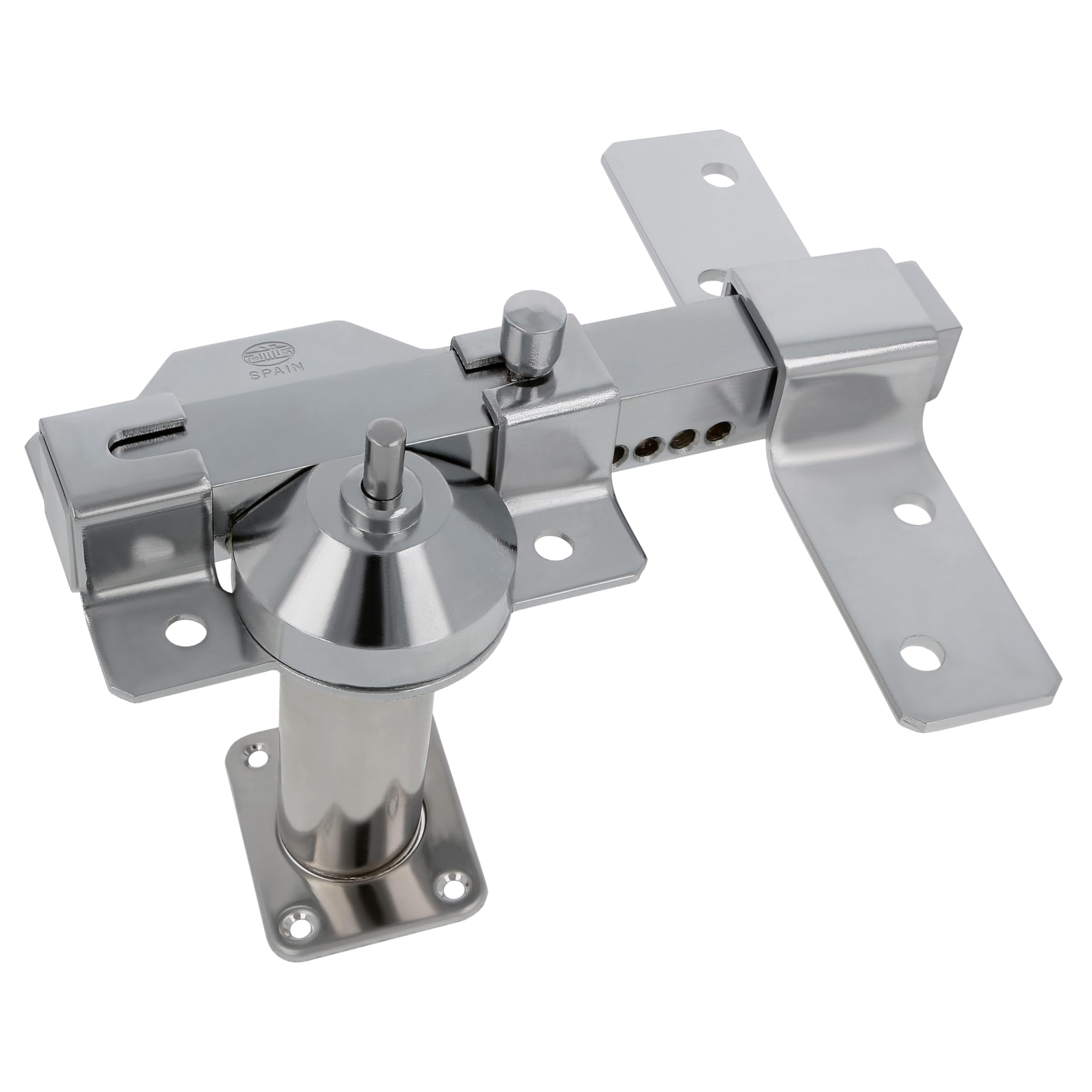 Amig - Surface-Mounted Bolt for Doors with Security Cylinder and Opening Latch | Steel | Silver Colour | 70 mm Cylinder | Includes 5 Dimple Keys | 88 x 153 mm