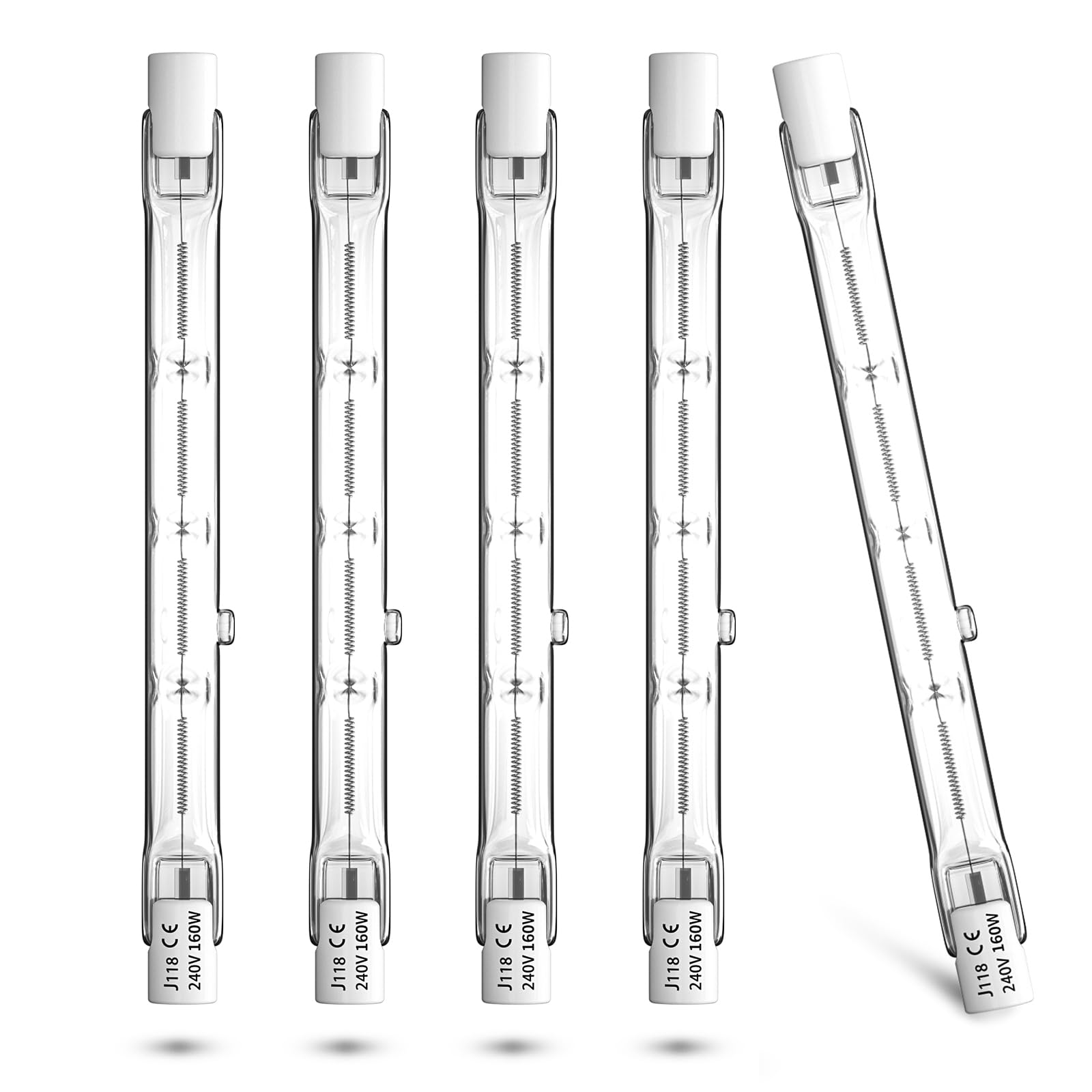 Luxvista R7S Halogenlampe, 118 mm, 118 mm, LED, dimmbar, 160 W, lineares Ersatz-Wolfram-Flutlicht, Sicherheits-Flutlicht, 240 V, Warmweiß, 2700 K, 5 Stück (J118)