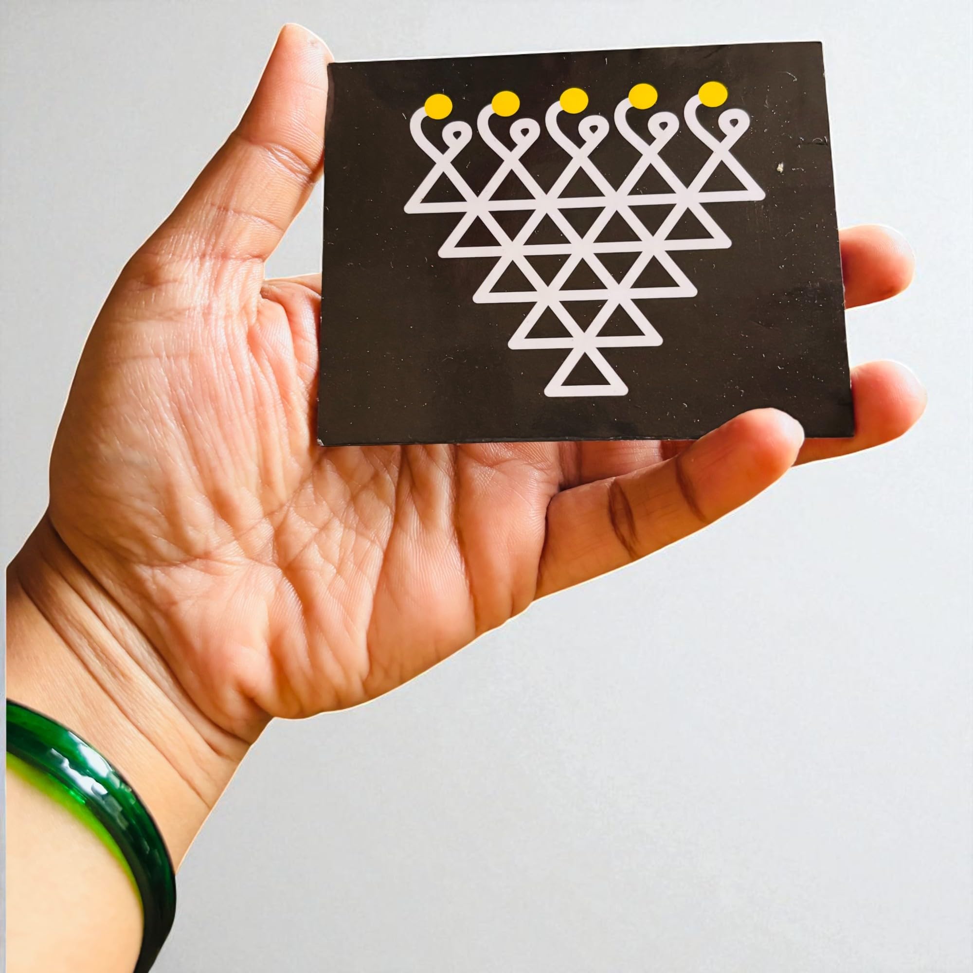 ArtNest Chaitrangan Rangoli Saraswati Yantra, 4 x 4 Inch, Traditional Vastu Wall Decor for Pooja Room, Black, Pack of 2-picture-34
