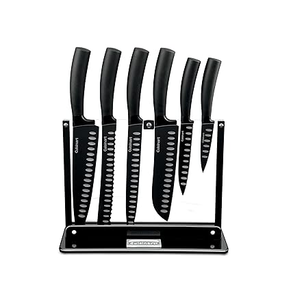 Cuisinart 7-Piece Nonstick Cutlery Knife Set with Acrylic Stand, Black