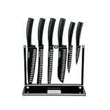 C77NS-7P Classic Nonstick Edge Collection 7-Piece Cutlery Knife Set with Acrylic Stand&comma; Black
