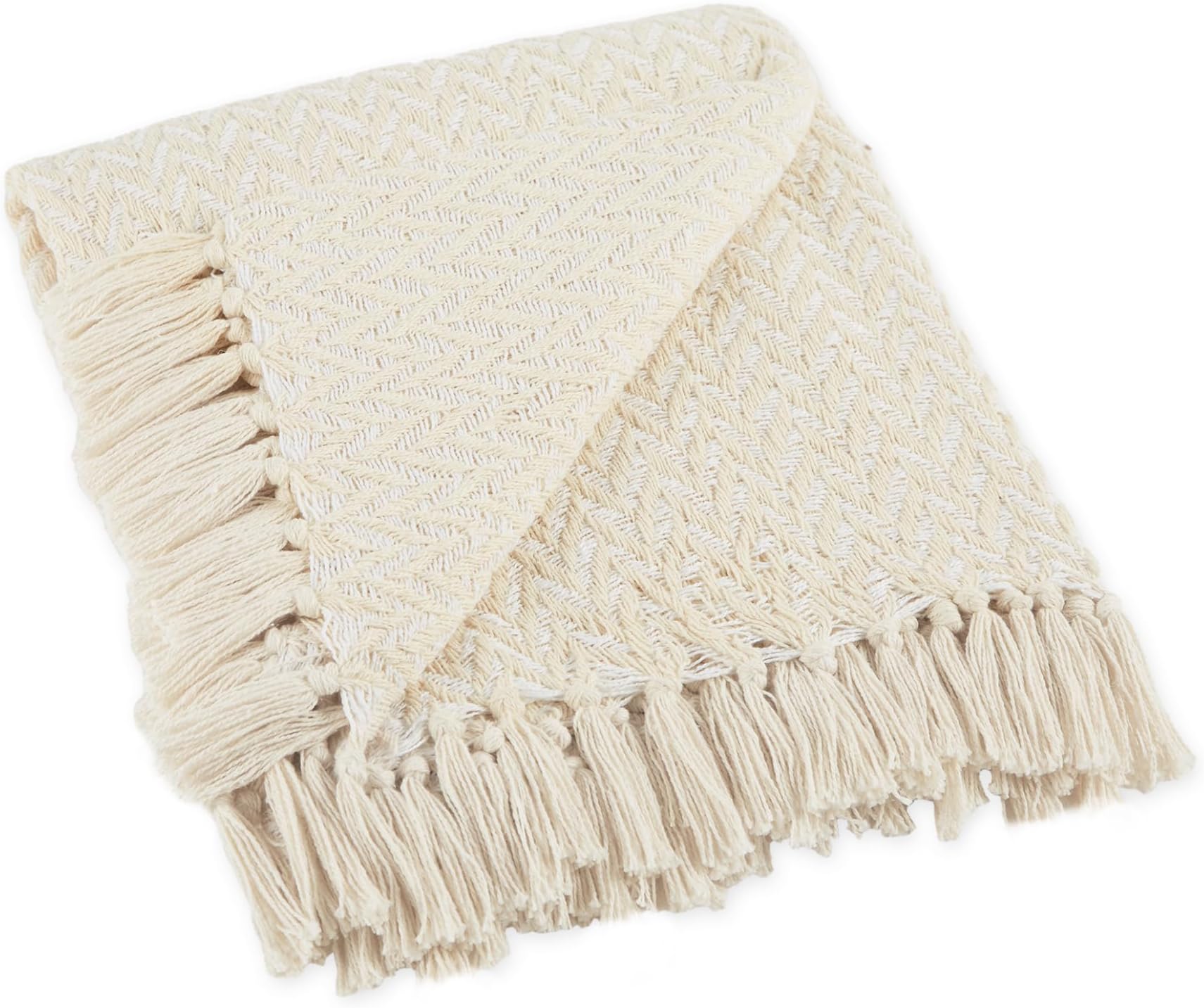 Dii zig zag throw collection modern woven cotton, 50x60, natural