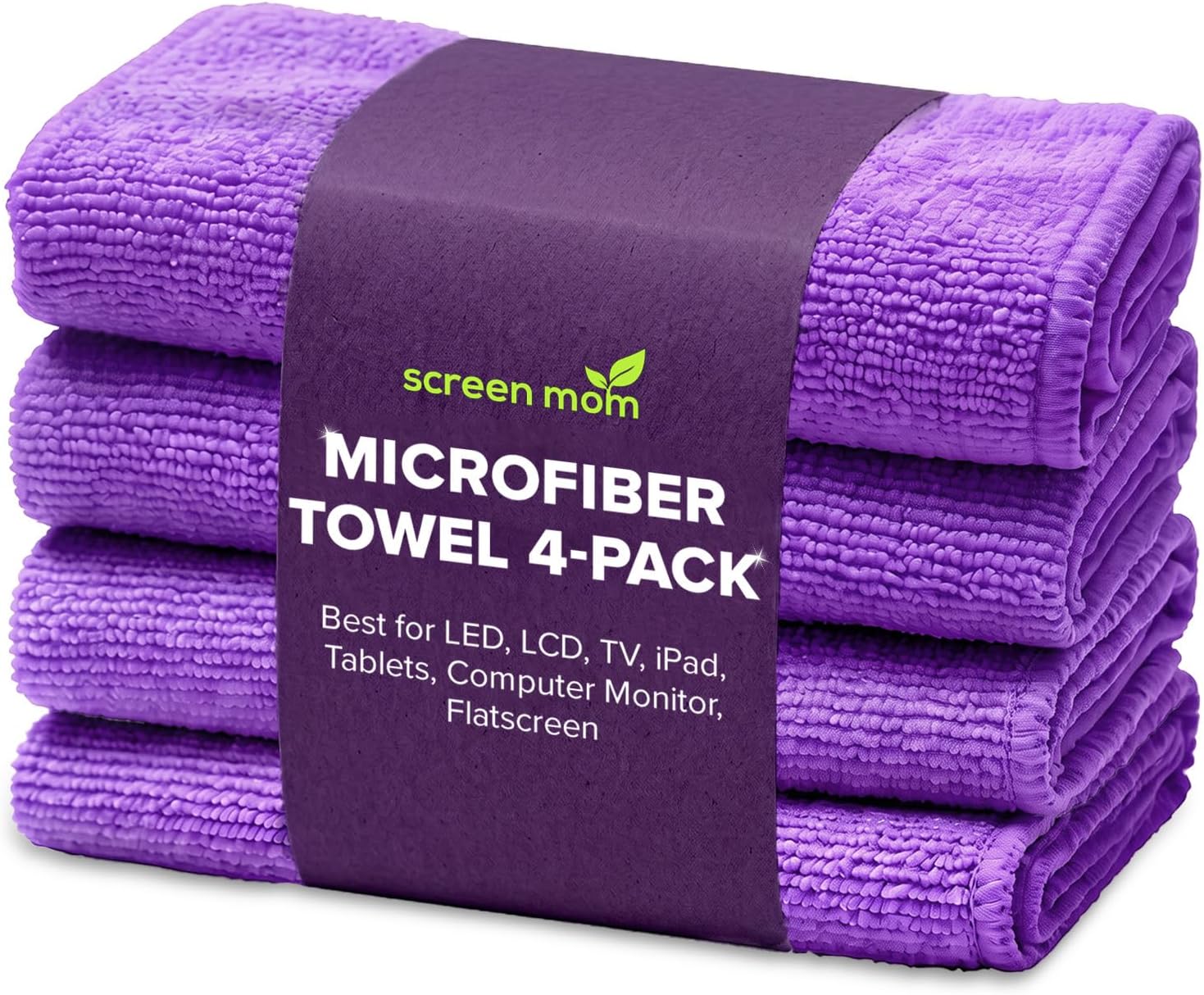 Screen Cleaner 4-Pack Microfiber Cloths for TV, Car, Laptop & Computer