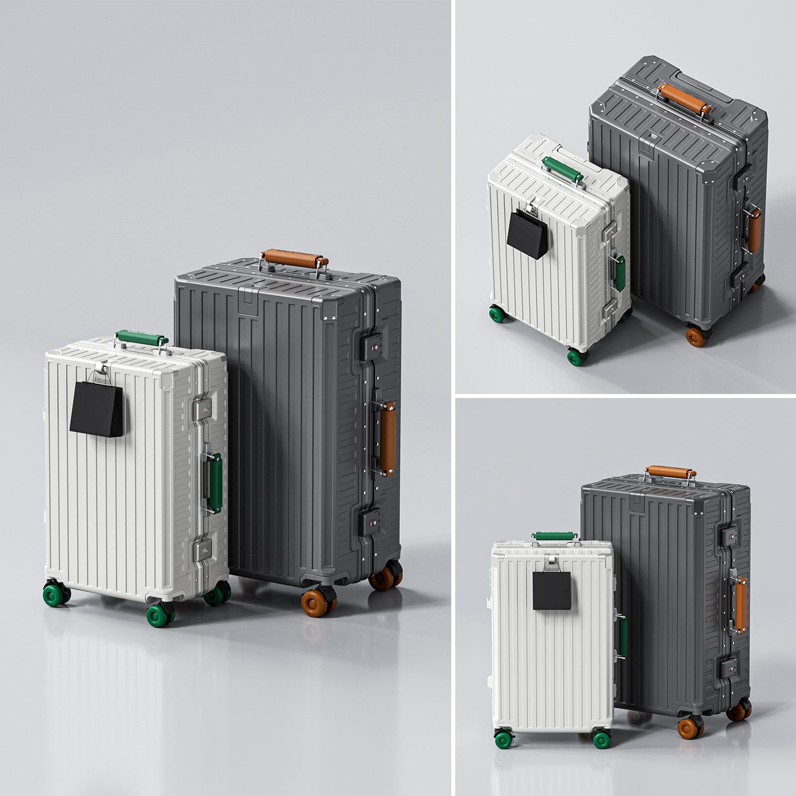 LEOVEN Valigia Trolley Rigido, LM-2199A Trolley Bagaglio a Mano, PC Rigido Guscio, Telaio in Alluminio, Manico in PU dai Colori Pregiati, Serratura TSA, Ruota Silenziosa 360°, Resistente