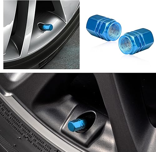 Miniatura 6 de Ziciner 8 tapas de vástago de válvula de neumático de automóvil, cubiertas de válvula de rueda de aleación de aluminio con junta tórica de goma,