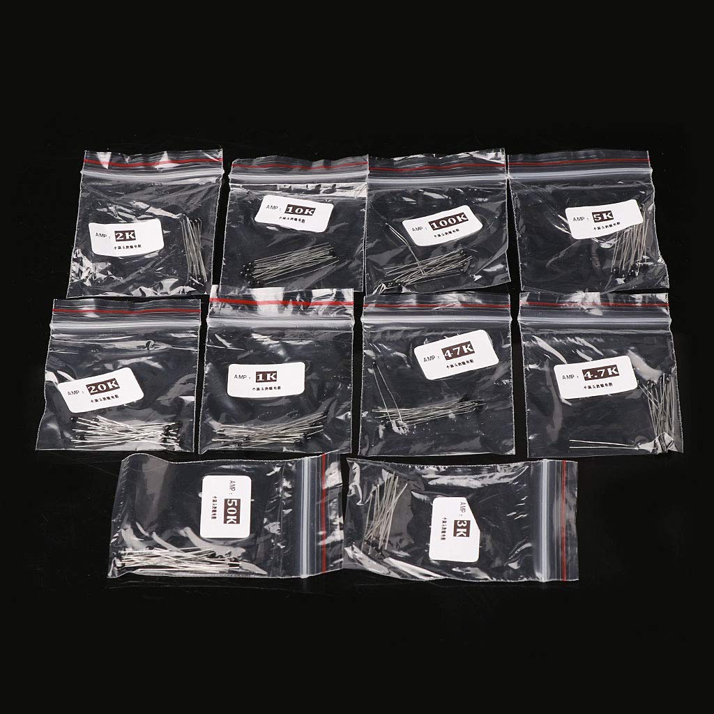 hokojix 100 Pcs 10 Values Thermistor Temperature 2K 4.7K 5K 10K 20K 47K 50K 100K