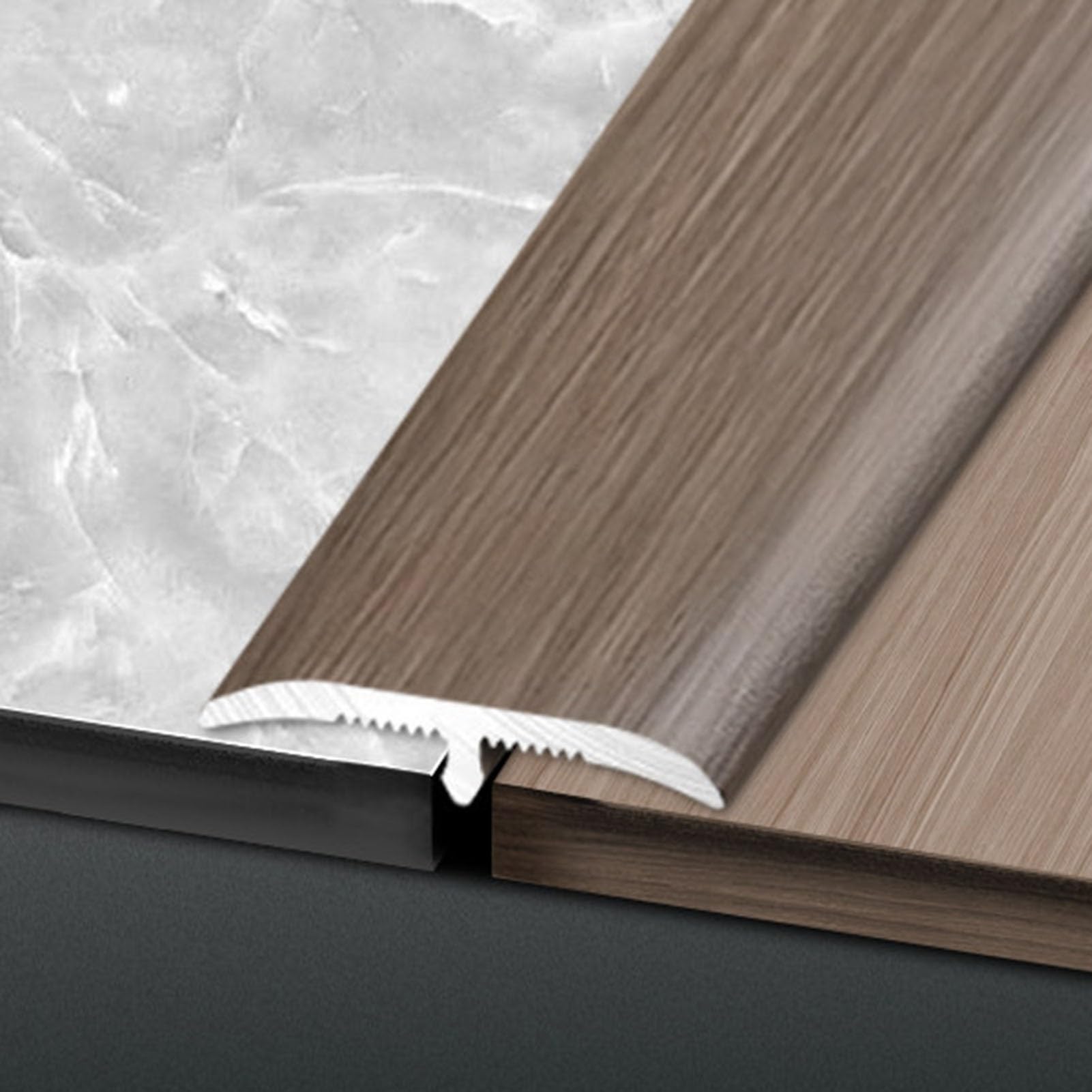 Perfil de Transición para Suelo Perfil de transición con acabado de madera, umbral de puerta con ranuras inferiores, perfil de remate para suelos con integración perfecta(Wood Grain B)