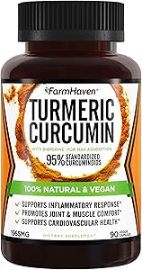 Turmeric Curcumin with BioPerine Black Pepper & 95% Curcuminoids, 1965mg, Maximum Absorption, Non-GMO Vegan Turmeric Capsules, Made in USA - 90 Veg Caps