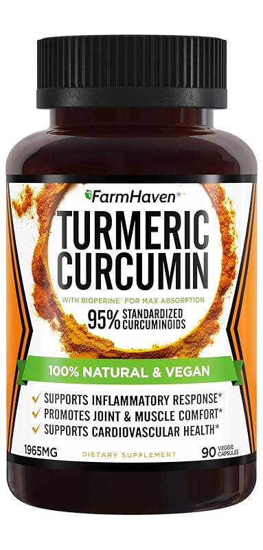 FarmHaven Suplemento de Cúrcuma com Curcuminoides e BioPerine, 1965 mg, 90 cápsulas