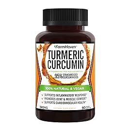 Turmeric Curcumin with BioPerine Black Pepper & 95% Curcuminoids, 1965mg, Maximum Absorption for Joint Support, Non-GMO Turmeric Capsules, Made in USA - 90 Veg Caps