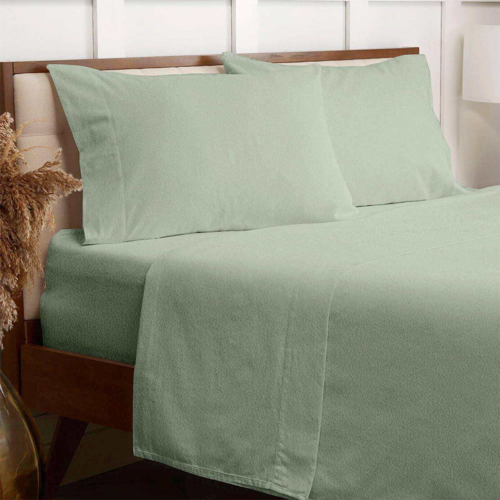 100% Brushed Cotton Soft Flannelette 30CM Fitted Sheets King size Thermal Soft Luxury Warm Flannel Extra Deep Cozy Bottom Bed Cover Kingsize
