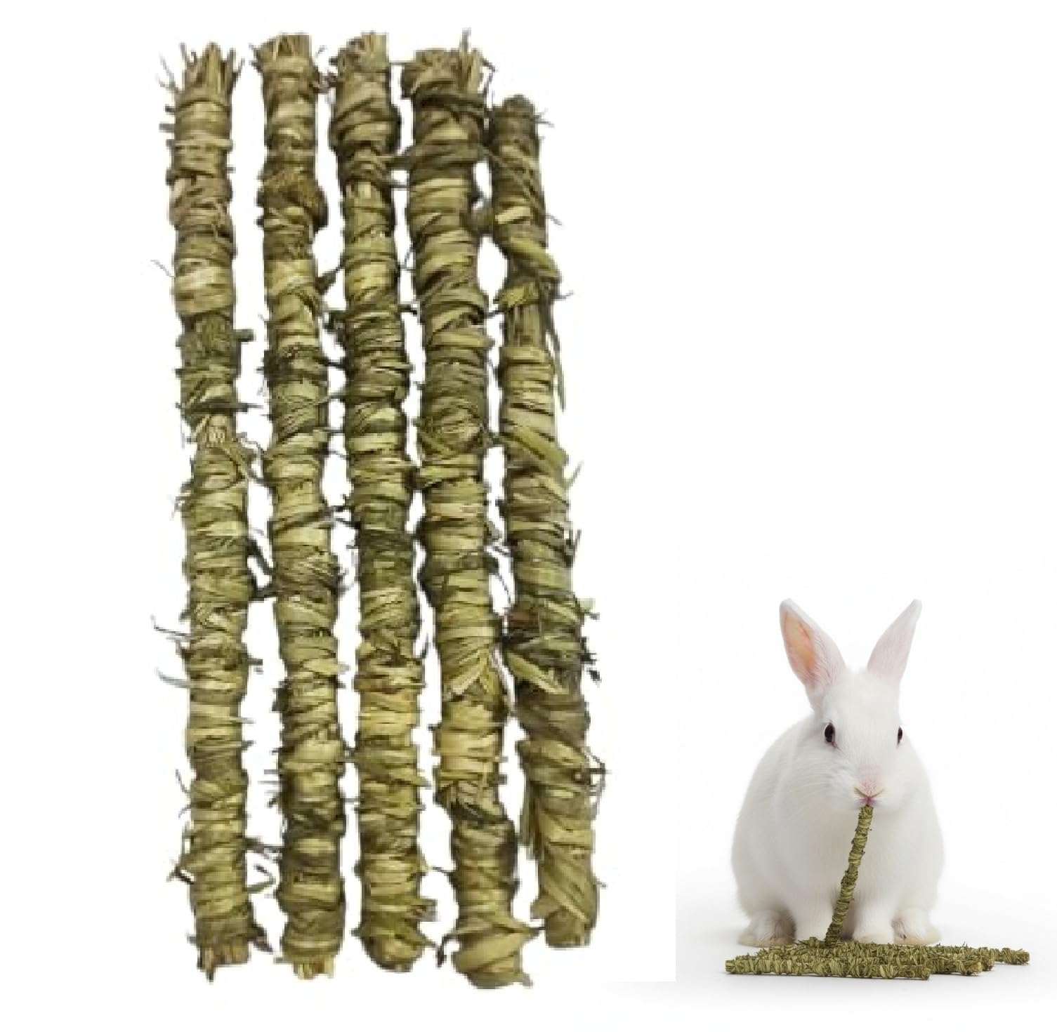 PETZEE 100% Organic Timothy Hay Handcrafted Chew Sticks Toy for Small Animals (Pack of 5) Rabbit, Hamsters, Small Animal Food,