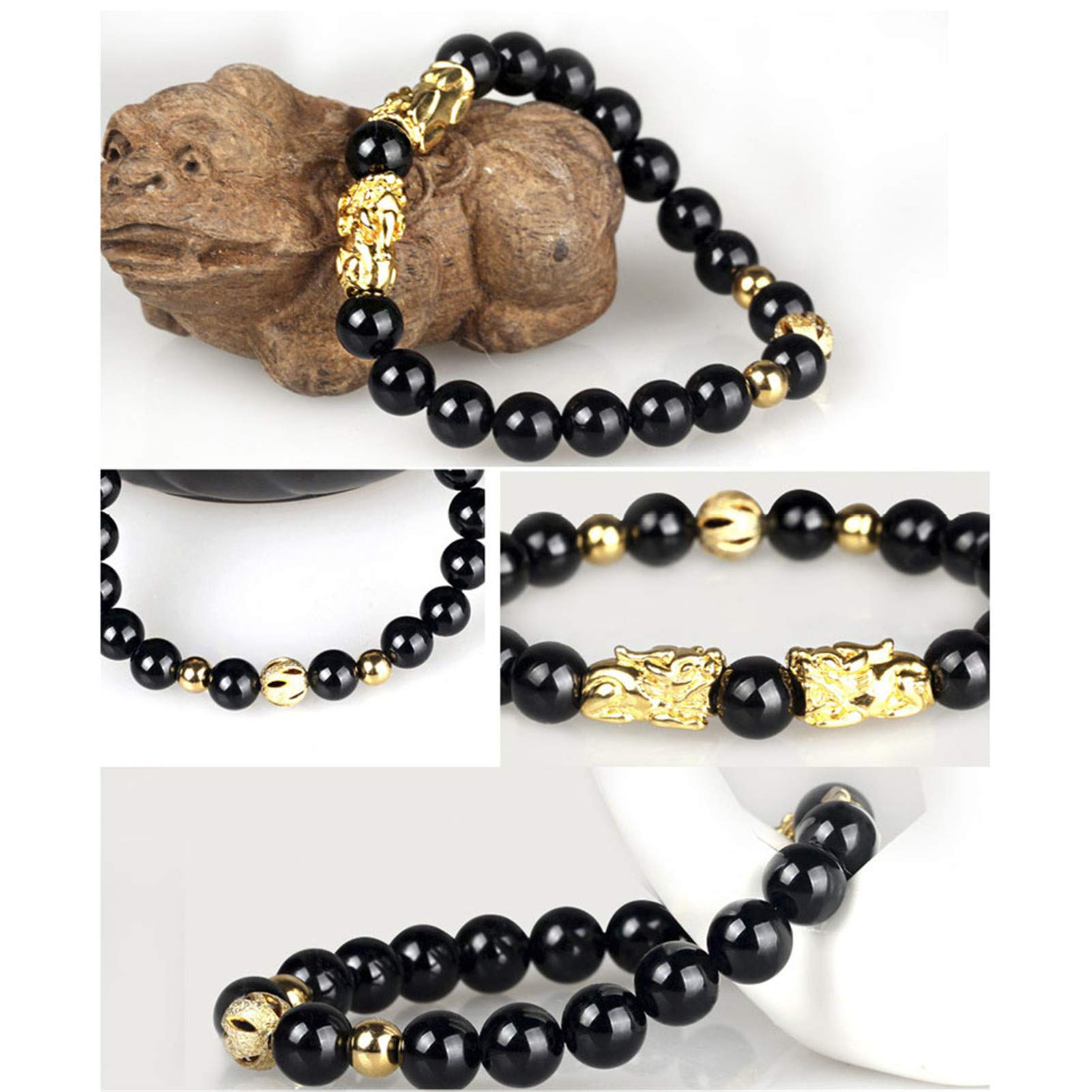 Braccialetti di coppia pixiu Bracciale feng shui per tallone ossidiano