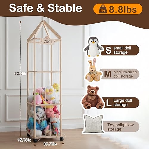 Miniatura 3 de Organizador de almacenamiento de animales de peluche con parte superior de castillo, soporte para animales de peluche de gran capacidad de 4 niveles