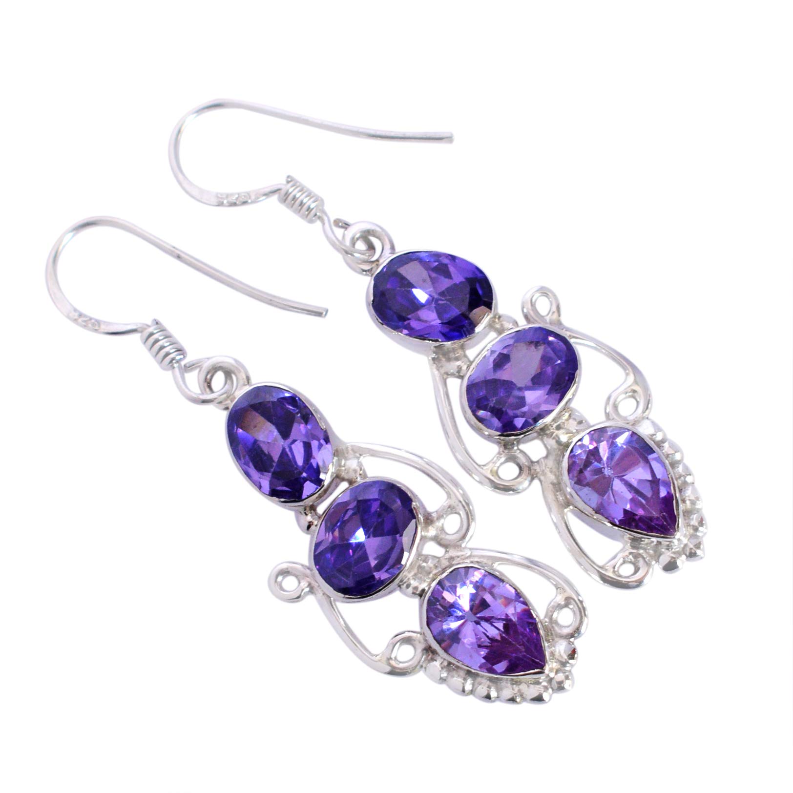 Boucles d'oreilles améthyste argent 925 le cadeau fait main idéal - 2