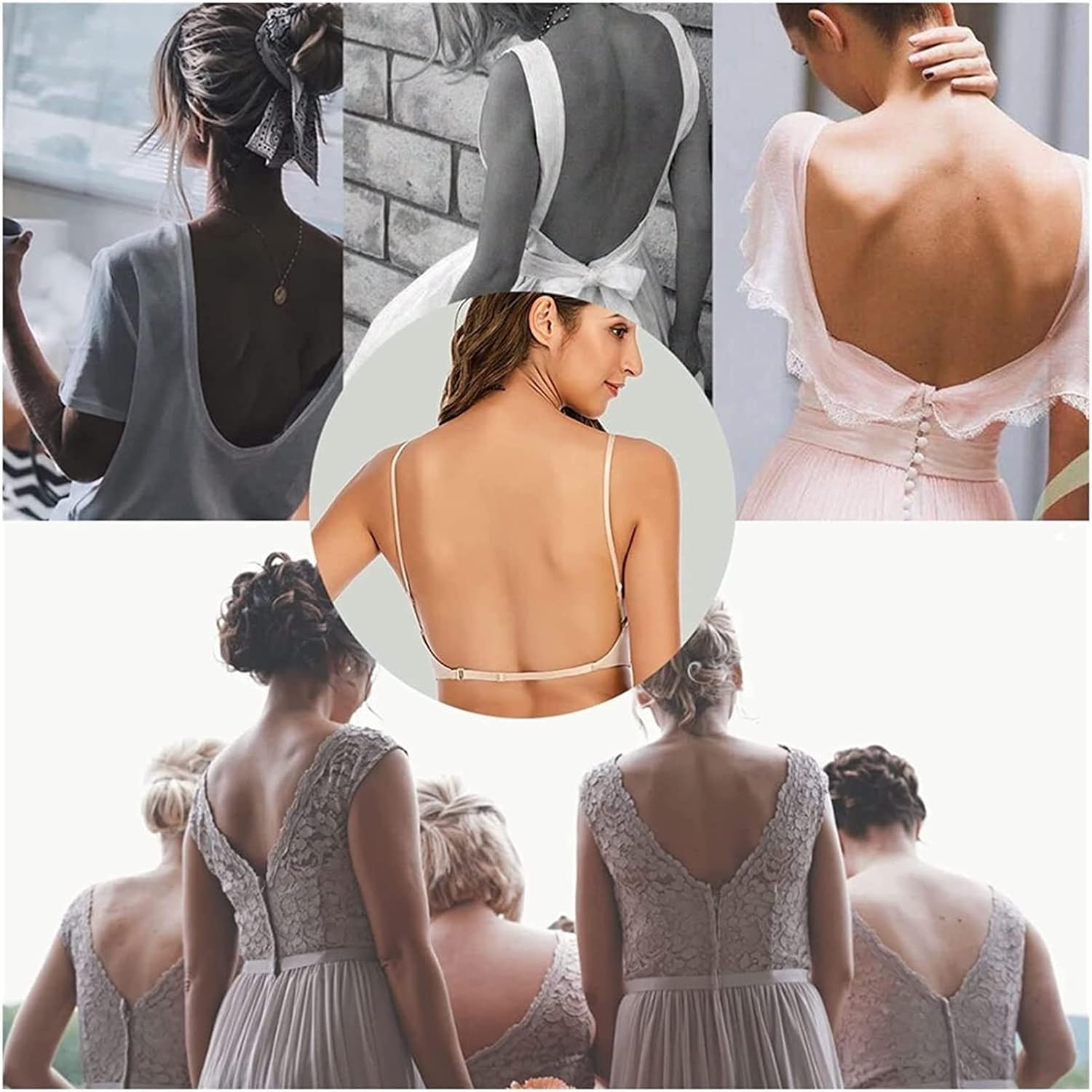 Womens Minimizer Bras No Underwire U-Shaped Back French Sexy Lingerie Brassiere Halter Seamless Underwear Tank Tops (Color : A White, Size : X-Large)